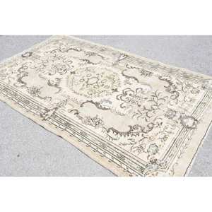 Alfombra de lana Vintage de 5,3x9 pies en clásico marrón Beige patrón geométrico rectángulo diseño de retazos viscosa Material PP respaldo de látex - Product Image 3