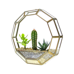 Export Quality Reasonable Price Antique Brass Finished Custom Size Brass Border <b>Clear</b> <b>Glass</b> <b>Vase</b> Terrarium Decorative Wall Mount - Product Image 5