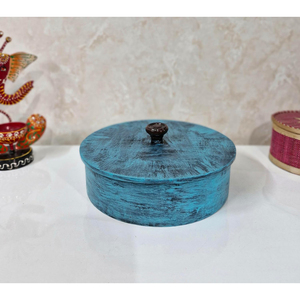 Cacerola de madera con tapa Color azul Impreso para servir Utensilios de cocina Sirviendo Olla caliente Madera Recién llegado Utensilios de cocina - Product Image 3