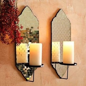 Modern 9 <b>Light</b> Iron <b>Wall</b> <b>Sconce</b> Candle Holder Geometric Diamond Pattern Metal Hanging Decorative Pillar Stand For Home - Product Image 5