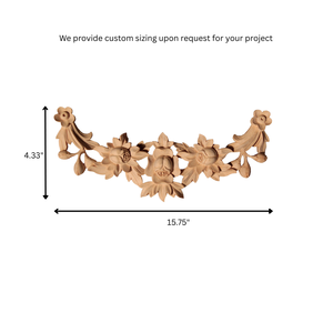 Appliques décoratives en bois massif sculpté, appliques en bois pour armoires, appliques de luxe intemporelles pour l'intérieur de la maison - Product Image 2