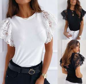 Camisetas de Mujer con Diseño de Logotipo Personalizado OEM, Chenilla, Spandex, Ecológicas, Manga Corta - Product Image 3