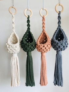 Porte-plante suspendu en macramé fait main bohème, écologique, auto-adhésif pour la décoration de plantation en intérieur - Product Image 6