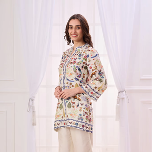 ชุด100% ผ้าลินินทำด้วยมือชุดสวมใส่ทุกวันออกแบบลายปักคลาสสิกผ้าไหมชุดแฟนซีสีกคอร์ดสวย" - Product Image 1