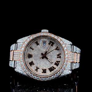 Montre mécanique en moissanite glacée, cadran brillant, bracelet durable en acier inoxydable, cristal saphir, style hip-hop, montre parfaite - Product Image 6