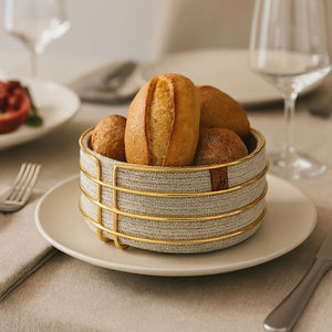 Panier de rangement rond en coton naturel et polyester, n° 1, moderne, empilable, détachable, pour la vaisselle, la cuisine, la salle à manger, le café, le restaurant - Product Image 3