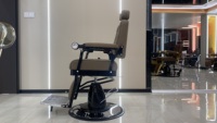 Fauteuil de barbier gris brun avec surpiqûres en losanges, inclinable hydrauliquement, robuste, pour salon de coiffure