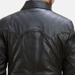 Vestes en cuir pour hommes à col rabattu personnalisé/Vestes en cuir à la mode pour hommes - Product Image 4