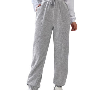 กางเกงวอร์มลำลองเอวสูงสำหรับผู้หญิงกางเกงจ็อกเกอร์สีพื้นแบบผูกเชือกสำหรับตกแต่งทาสีด้านหน้า - Product Image 1