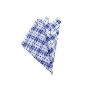 Blue <b>White</b> Black Plaid Checked Cotton <b>Pocket</b> <b>Square</b> - Product Image 1