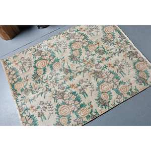 Alfombra turca Vintage Beige verde 3,1X4 pies clásico área grande lana felpa pila altura Rectangular Patchwork para pasillo látex - Product Image 2