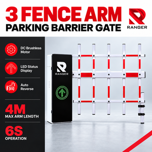 High Security 3 Fence Arm <b>Boom</b> Barrier Gate 4M DC Brushless Automatic Parking Access Control with LED Display Malaysia Supplier - Product Image 1