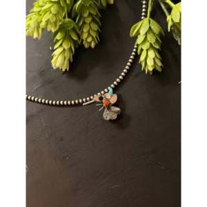 Pendentif/Épingle Zuni fait main en argent sterling avec colibris et incrustations multi-pierres, style religieux, motif papillon, breloques pendentifs - Product Image 2