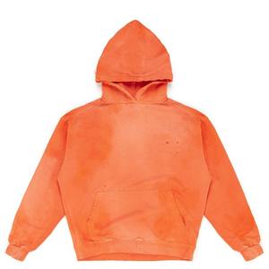 Acid Washed Vintage Solid Winter Hoodie 100% Cotton <b>Fleece</b> Hooded <b>Sweatshirt</b> with Screen Printed Design Men's Wholesale - Product Image 3