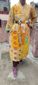 ชุดกิโมโนผ้าฝ้ายทำมือสไตล์อินเดียสำหรับผู้หญิงและผู้ชายชุดคลุมอาบน้ำสไตล์ญี่ปุ่นชุดกิโมโนสำหรับทำงานของขวัญ - Product Image 3