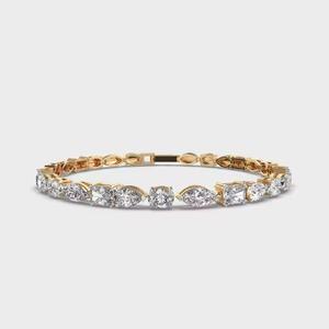 <b>Top</b> Quality Tennis Bracelet Diamond Linked with VVS Silver Plated 18k Yellow <b>Gold</b> Gift for Her - Product Image 1