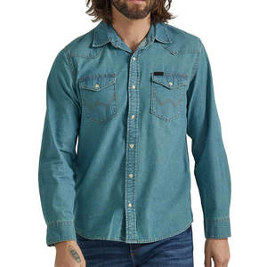 <b>Men's</b> <b>Relaxed</b> <b>Fit</b> Durable 100% Cotton Breathable <b>Jeans</b> Shirt with Contemporary Design and Comfortable Wear - Product Image 1