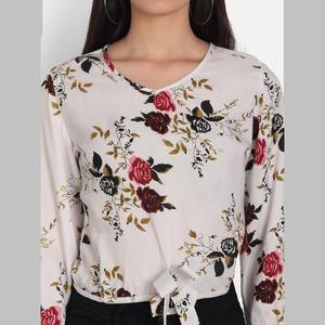 Blusas de Rayón de Manga Larga con Estampado Floral Blanco para Ocio - Product Image 5