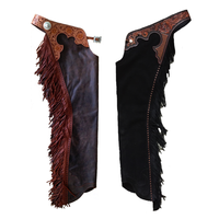 Chaps de cowboy faits main pour sports de plein air, en cuir véritable avec franges et fermeture à boucle