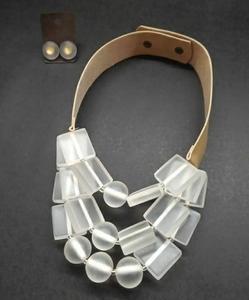 Hot Trendy Wedding Christmas Stylish High Quality Resin Multilayer <b>Necklace</b> <b>With</b> Leather Neck Straps Jewelry Earrings - Product Image 1