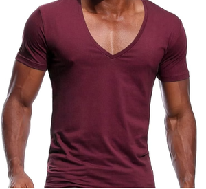 เสื้อยืดคอวีของผู้ชายคุณภาพพรีเมี่ยมผ้าฝ้ายระบายอากาศน้ำหนักเบาเหมาะสำหรับการทำงานแบบลำลองหรือการใช้งานกลางแจ้งจากอินเดีย - Product Image 3