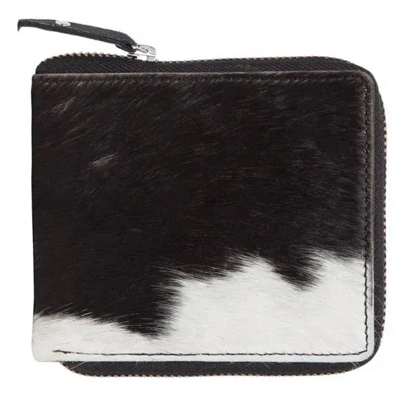 Bestseller Neuestes Produkt Rindsleder Haar auf Brieftaschen Leder Geldbörse Mit Tier druck Vintage Luxus Brieftasche Herren Neueste Muster