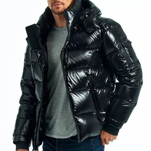 Blouson matelassé brillant de qualité supérieure pour homme, imperméable, noir, avec col montant et poche sur le bras, nouveau style, blousons matelassés pour homme - Product Image 1