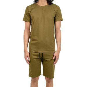 Men's Casual Solid Plus Size Summer Two-Piece Short <b>Set</b> New Fashionable Breathable Comfortable Polyester Shirts & Shorts - Product Image 1