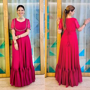 Robe Georgette Anarkali de haute qualité pour femmes Look élégant disponible à des prix abordables de l'Inde - Product Image 4