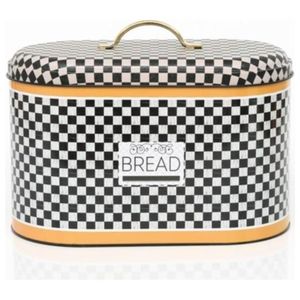 Boîte à pain en métal à damier 178x338x200mm avec poignée 9.8L Stockage et récipient pour aliments - Product Image 1