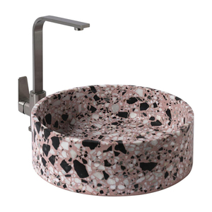 Bassin en terrazzo rectangulaire autoportant à cuvette unique, design d'art moderne, égouttoir d'évier en pierre de marbre artificiel pour application hôtelière - Product Image 4