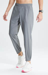 OEM personalizar los hombres de seda fina de hielo de secado rápido Pantalones deportivos de Color sólido empalme Casual para correr al aire libre Fitness Logo Design - Product Image 5