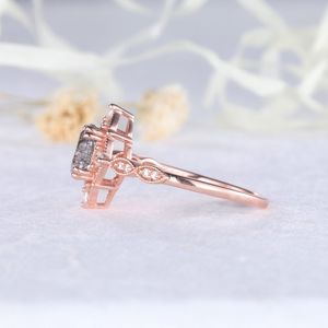 Bague de mariage en or pur Quartz rutile noir naturel nouveau Design de luxe en or massif bagues de bijoux fins avec bague en diamants véritables - Product Image 2