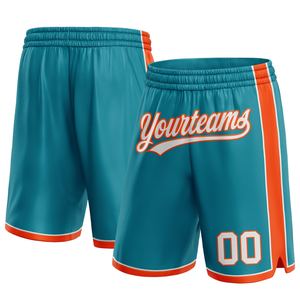Industrie Direct Engro Sportswear Short de basket-ball personnalisé blanc sarcelle-Short de basket-ball authentique orange - Product Image 1