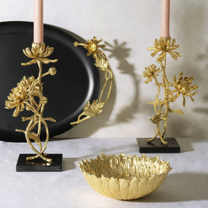 ชามโลหะตกแต่งลายดอกไม้สีทองพร้อมดีไซน์กลีบใบไม้หรูหรากลางโต๊ะรับประทานอาหารห้องนั่งเล่นและงานรื่นเริง - Product Image 4