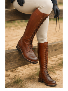 Bottes d'équitation montantes POWER HINT en cuir véritable respirant, de luxe, avec fermeture éclair avant et boucle, pour l'équitation et les activités de plein air - Product Image 5