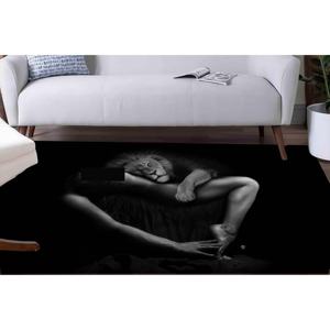 Tapis imprimé Lion et Femme : Tapis Lion uniques pour les lofts modernes, avec tapis à poils doux - Product Image 1