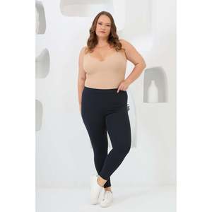 Leggings en tricot bleu marine pour femmes grandes tailles RMG - Collants extensibles à taille haute pour un confort et un style quotidiens - Product Image 5