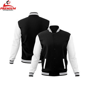 Vestes d'automne d'université universitaire à logo personnalisé pour hommes veste de baseball vierge à manches longues avec teint uni - Product Image 4