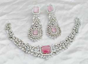 Ensemble de collier CZ coupe étoile de qualité supérieure pour les femmes AD bijoux collier d'usure minimale de luxe avec boucles d'oreilles ensemble de vêtements de fête - Product Image 3