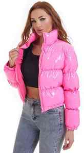 Chaqueta Corta Acolchada de Invierno para Mujer 2024, Transpirable, de Lona, Impermeable, Cortavientos, con Cuello Alto, Bolsillos y Acabado Brillante - Product Image 6