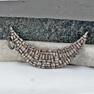 Baguette Naturelle Diamant Oxydé 925 Argent Demi-Lune Charme 15X60 MM Pendentif Fine Bijoux Faits À La Main En Gros - Product Image 3