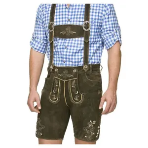 Kurze Trachten Lederhose feinstes Wildbock-Leder in Hischoptik | Lederhosen For Men's | | Lederhosen Trachten Short Brown outfit