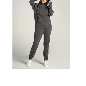 Automne-hiver pantalons décontractés pour femmes avec avant plat Style coupe ample lavage léger mélange épais laine cordon fermeture BD - Product Image 3