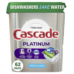 Cápsulas para lavavajillas Cascade Platinum, detergente para lavavajillas Action Pacs, pestañas para lavavajillas, fresco, 62 unidades - Product Image 2