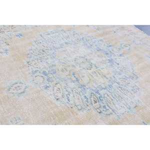 พรมตุรกีวินเทจ ขนาด 4.2x5 ฟุต สีเบจ ลายพิมพ์นามธรรม ทำจากขนสัตว์ - Product Image 5