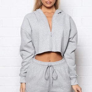 เสื้อครอปมีฮู้ดของผู้หญิงผ้าเทอร์รี่สี SO9LIID เลือกได้สำหรับฤดูใบไม้ร่วงและฤดูหนาว - Product Image 6