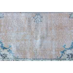 Tapis turc 1,6 x 4,4 pieds, petit tapis vintage, tapis oriental marron bleu - Product Image 5