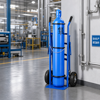 Chariot à main pliable à quatre roues pour bouteilles de gaz oxygène-acétylène industrielles avec dispositif anti-basculement pour bouteilles de CO2