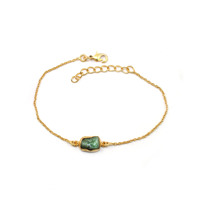 Bracelet à chaîne en plaqué or 22 carats de pierres précieuses vertes émeraude brutes à la mode royale Bijoux pour femmes filles Vente en gros Forme en vrac Inde
